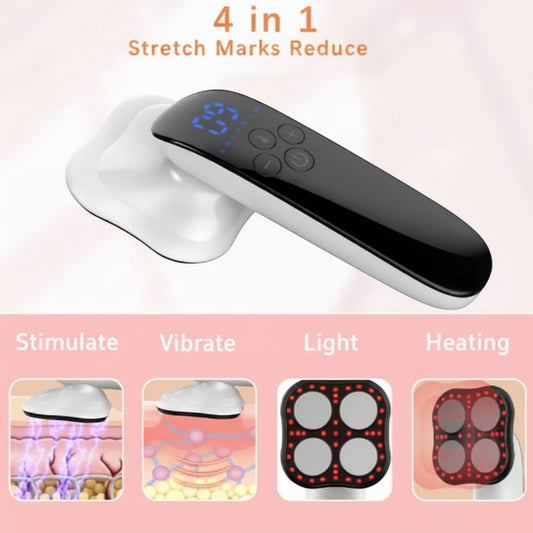 The Glow Lab 4-in-1 handheld cellulite massager with EMS, RF, and red light therapy for skin firming and toning.